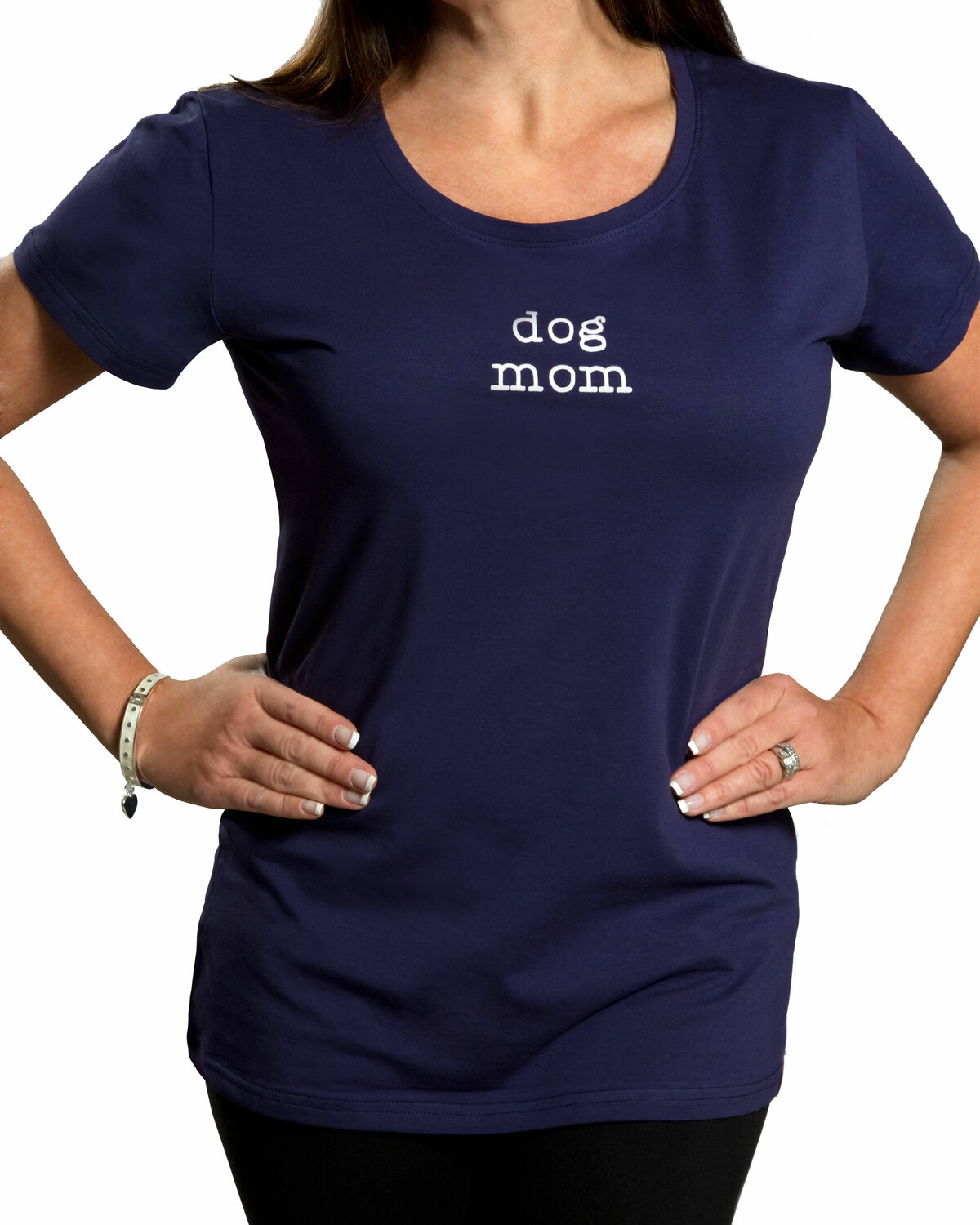 Dog Mom by Mom Love - Dog Mom - Medium Navy Blue T-Shirt
