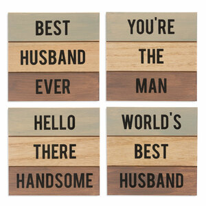 Husband by Man Made - 4.5" - 4 Piece Coaster Set