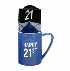 Happy 21st by Man Made - 18 oz Mug and Sock Set