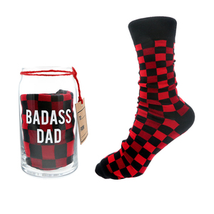Badass Dad by Man Made - 16 oz Beer Can Glass and Sock Set