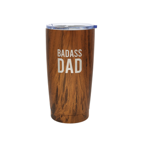 Badass Dad by Man Made - 20 oz Wood Finish Stainless Steel Travel Tumbler