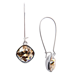 Isabel Crystal Golden Shadow by H2Z Made with Swarovski Elements - 1.875" Dangle Earring with 0.5" Crystal made from Swarovski Elements