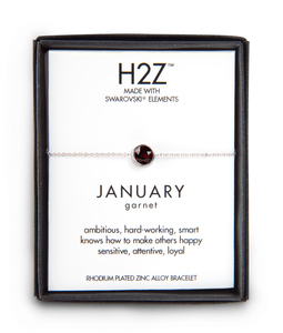 Liza Birthstone January Garnet by H2Z Made with Swarovski Elements - 6.5"-7.625" Crystal Bracelet made from Swarovski Elements