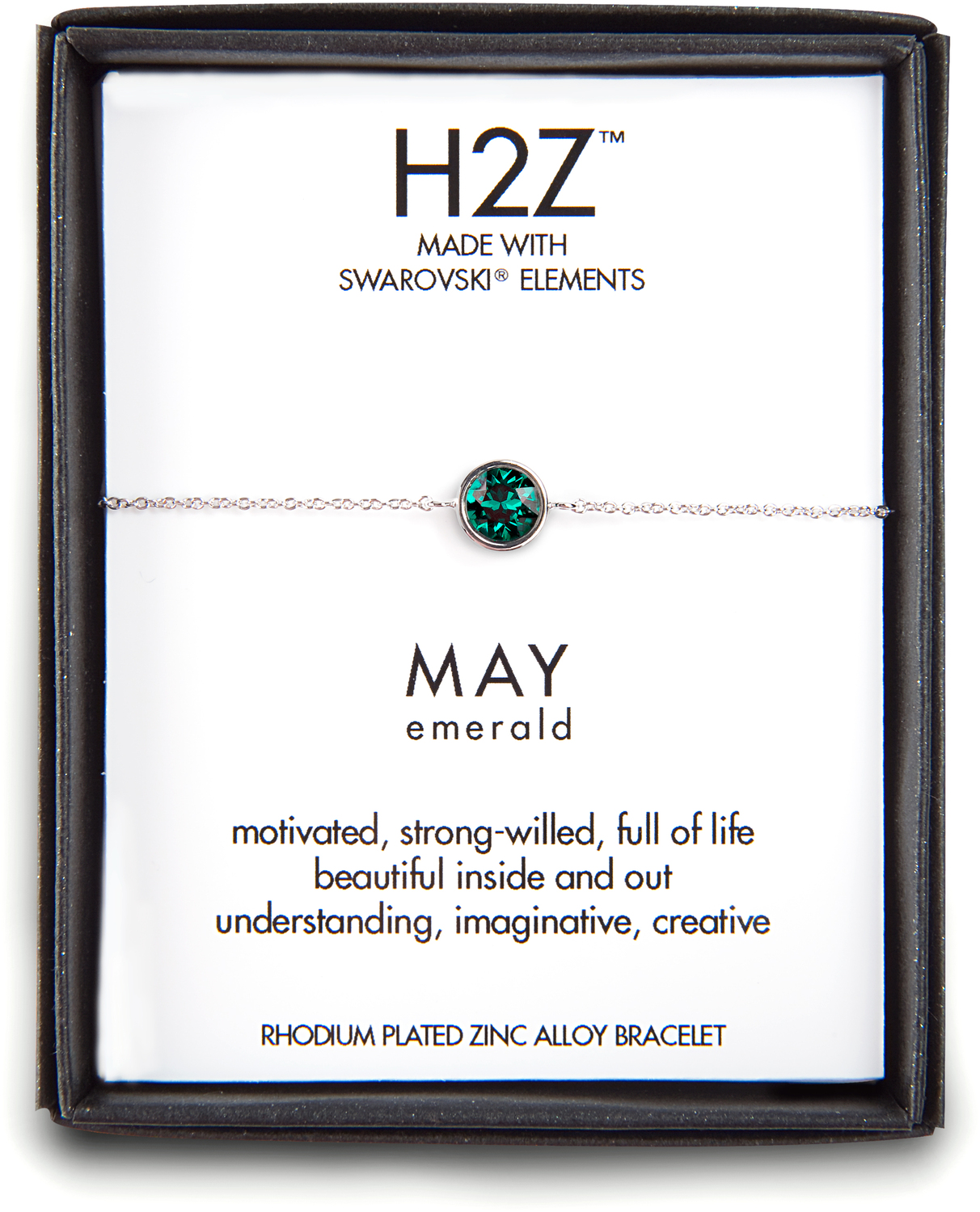Liza Birthstone May Emerald by H2Z Made with Swarovski Elements - Liza Birthstone May Emerald - 6.5"-7.625" Crystal Bracelet made from Swarovski Elements