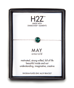 Liza Birthstone May Emerald by H2Z Made with Swarovski Elements - 6.5"-7.625" Crystal Bracelet made from Swarovski Elements