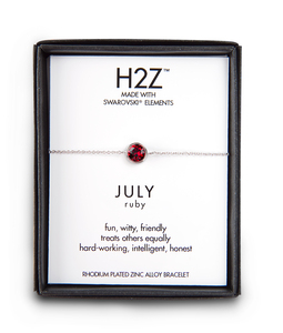 Liza Birthstone July Ruby by H2Z Made with Swarovski Elements - 6.5"-7.625" Crystal Bracelet made from Austrian Crystals