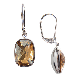 Kate Crystal Golden Shadow by H2Z Made with Swarovski Elements - 0.375" x 0.5" Crystal Dangle  Earrings made from Swarovski Elements