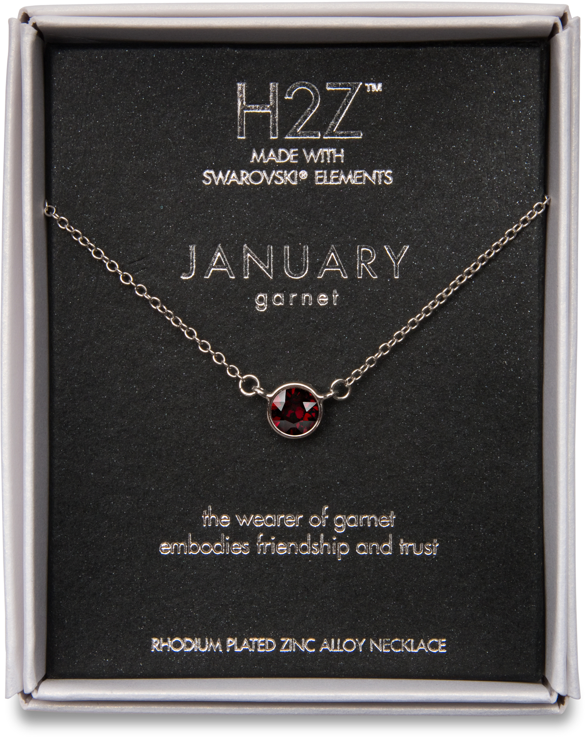 Liza Birthstone January Garnet by H2Z Made with Swarovski Elements - Liza Birthstone January Garnet - 17"-18.5" Necklace with 0.25" Crystal Pendant made from Austrian Crystals