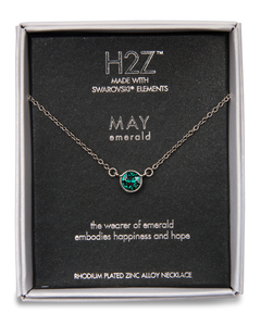 Liza Birthstone May Emerald by H2Z Made with Swarovski Elements - 17"-18.5" Necklace with 0.25" Crystal Pendant made from Swarovski Elements