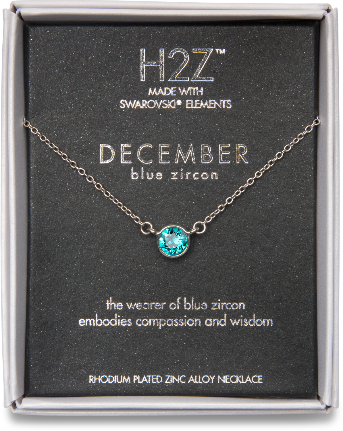 Liza Birthstone December Blue Zircon by H2Z Made with Swarovski Elements - <em>Liza</em> - December Birthstone Necklace -