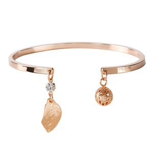 Rosa Leaf by H2Z Made with Swarovski Elements - 2.5" Open Bangle