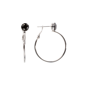 Jet Small by H2Z Made with Swarovski Elements - 3 cm Studded Hoop Earring