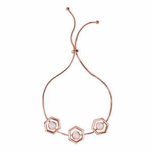 Rose Water Opal - Rose Gold Hexagon by H2Z Made with Swarovski Elements - 2" - 3" Austrian Crystal Drawstring Bracelet