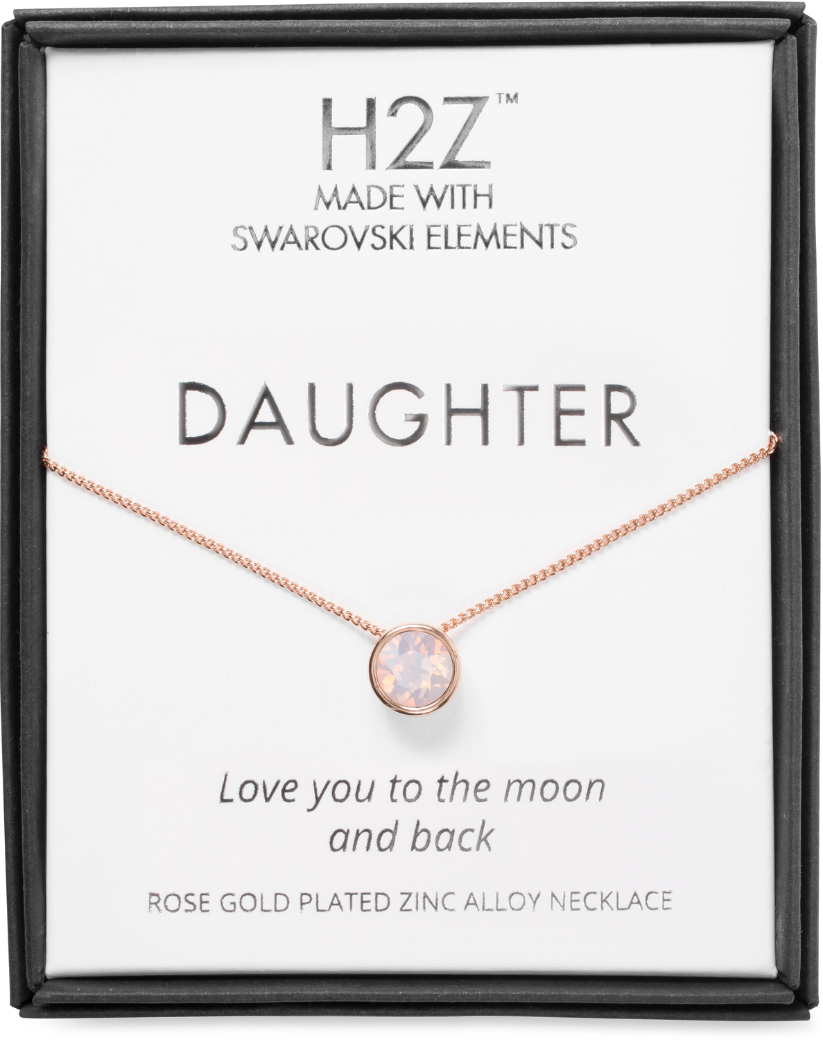 Daughter Rose Water Opal by H2Z Made with Swarovski Elements - Daughter Rose Water Opal - 16"-17.5" Rose Gold Necklace