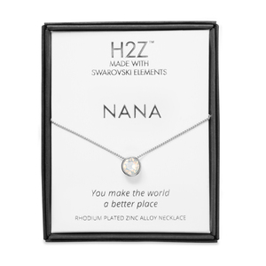 Nana White Opal by H2Z Made with Swarovski Elements - 16" - 17.5" Rhodium Necklace