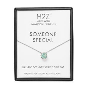 Someone Special Pacific Opal by H2Z Made with Swarovski Elements - 16" - 17.5" Rhodium Necklace