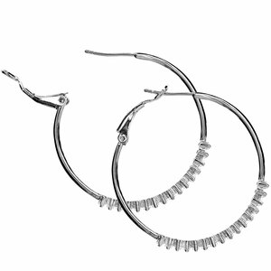 Crystal Classic
in Rhodium by H2Z Made with Swarovski Elements - 1.5" Austrian Crystal Hoop Earring