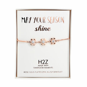 Crystal Snowflake
in Rose Gold by H2Z Made with Swarovski Elements - 4.5" Austrian Crystal Drawstring Bracelet