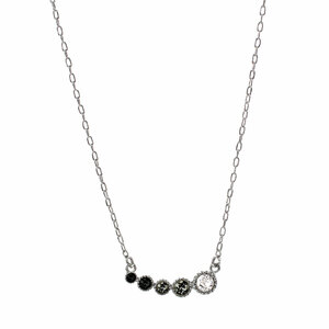Black Diamond Ombre by H2Z Made with Swarovski Elements - 13" - 16.5" Rhodium Plated Crystal  Necklace