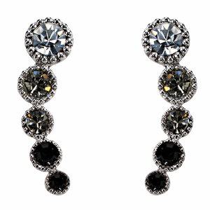 Black Diamond Ombre by H2Z Made with Swarovski Elements - Rhodium Plated Ear Climbers