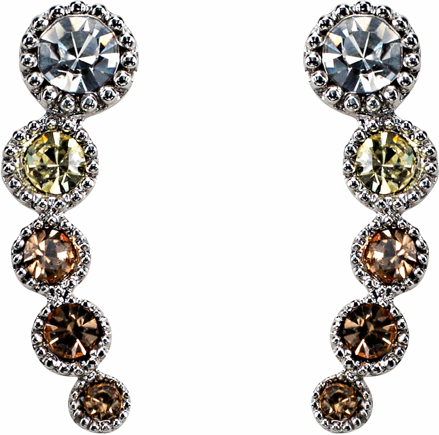 Topaz Ombre by H2Z Made with Swarovski Elements - Topaz Ombre - Rhodium Plated Ear Climbers