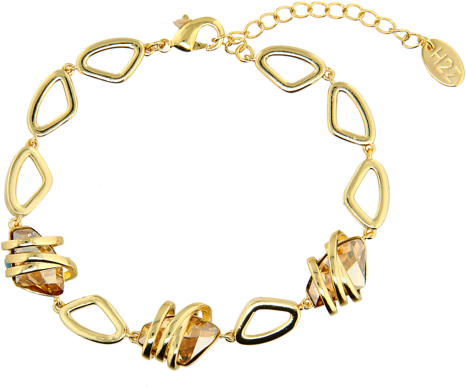 Crystal Golden Shadow Galactic by H2Z Made with Swarovski Elements - Crystal Golden Shadow Galactic - Gold Plated Austrian Element Bracelet