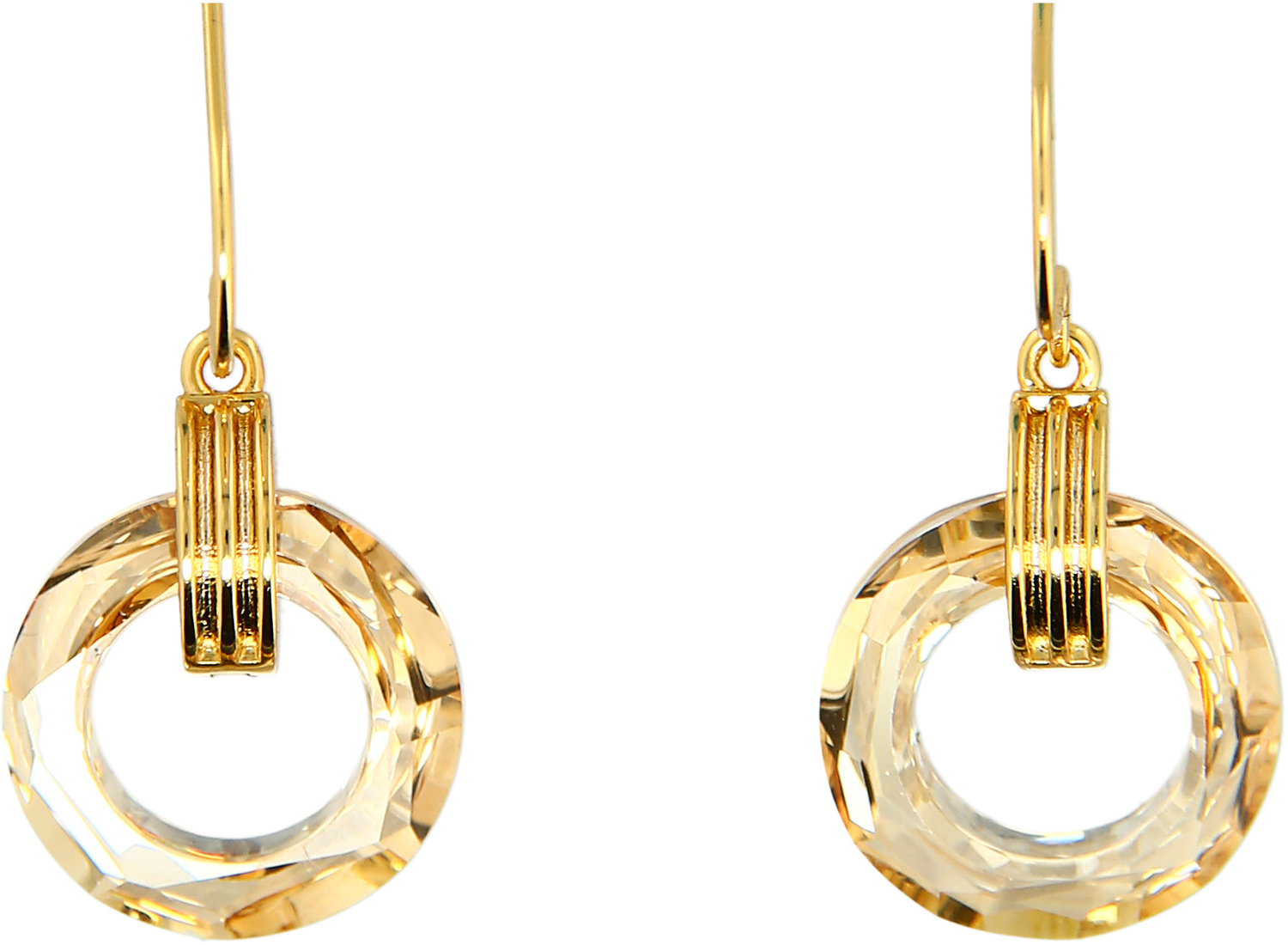 Crystal Golden Shadow Cosmic by H2Z Made with Swarovski Elements - Crystal Golden Shadow Cosmic - Gold Plated Austrian Element Drop Earrings