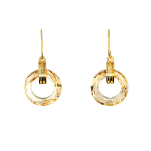 Crystal Golden Shadow Cosmic by H2Z Made with Swarovski Elements - Gold Plated Austrian Element Drop Earrings