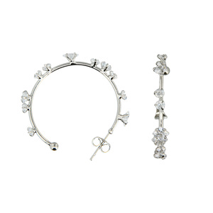 Stunning Crystal in Silver by H2Z - Jewelry - 1.25" Cubic Zirconia Hoop Earrings