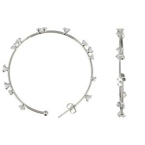 Stunning Crystal in Silver by H2Z - Jewelry - 2" Cubic Zirconia Hoop Earrings