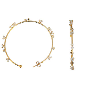 Stunning Crystal in Gold by H2Z - Jewelry - 2" Cubic Zirconia Hoop Earrings