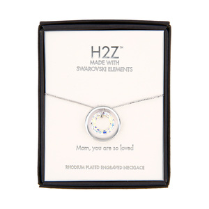 Mom
Iridescent Crystal by H2Z Made with Swarovski Elements - 17"-19" Engraved Rhodium Plated Austrian Element Necklace