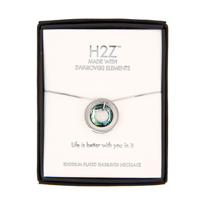 Life
Bermuda Blue Crystal by H2Z Made with Swarovski Elements - 17"-19" Engraved Rhodium Plated Austrian Element Necklace
