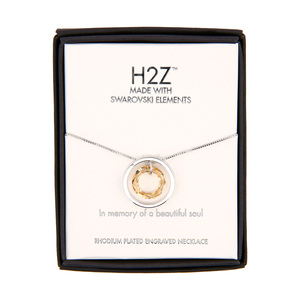 In Memory
Golden Shadow Crystal by H2Z Made with Swarovski Elements - 17"-19" Engraved Rhodium Plated Austrian Element Necklace