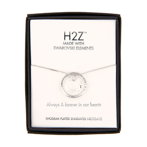 Forever in our Hearts
Clear Crystal by H2Z Made with Swarovski Elements - 17"-19" Engraved Rhodium Plated Austrian Element Necklace