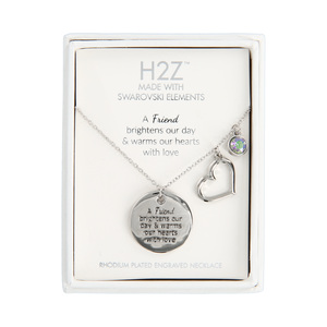 Friend
Vitrail Light Crystal by H2Z Made with Swarovski Elements - 16.5"-20.5" Engraved Rhodium Plated Austrian Element Necklace