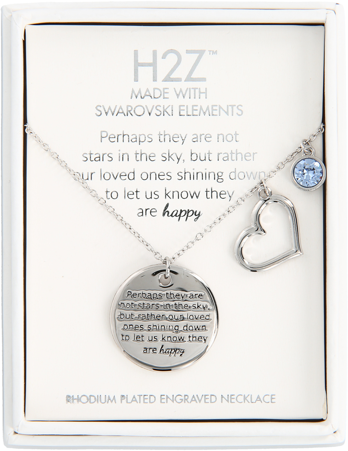 Stars 
Light Sapphire Crystal by H2Z Made with Swarovski Elements - Stars 
Light Sapphire Crystal - 16.5"-20.5" Engraved Rhodium Plated Austrian Element Necklace