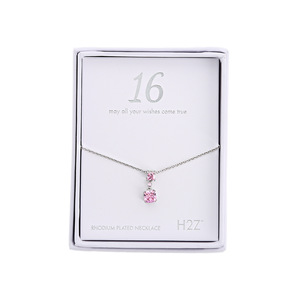 16
Rose Zircon by H2Z - Jewelry - 16.5"-18.5" Celebration Rhodium Plated Necklace