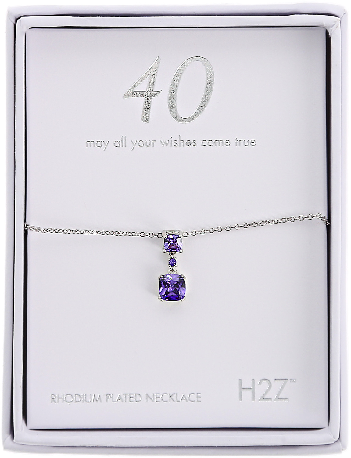 40
Violet Zircon by H2Z - Jewelry - 40
Violet Zircon - 16.5"-18.5" Celebration Rhodium Plated Necklace