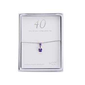 40
Violet Zircon by H2Z - Jewelry - 16.5"-18.5" Celebration Rhodium Plated Necklace
