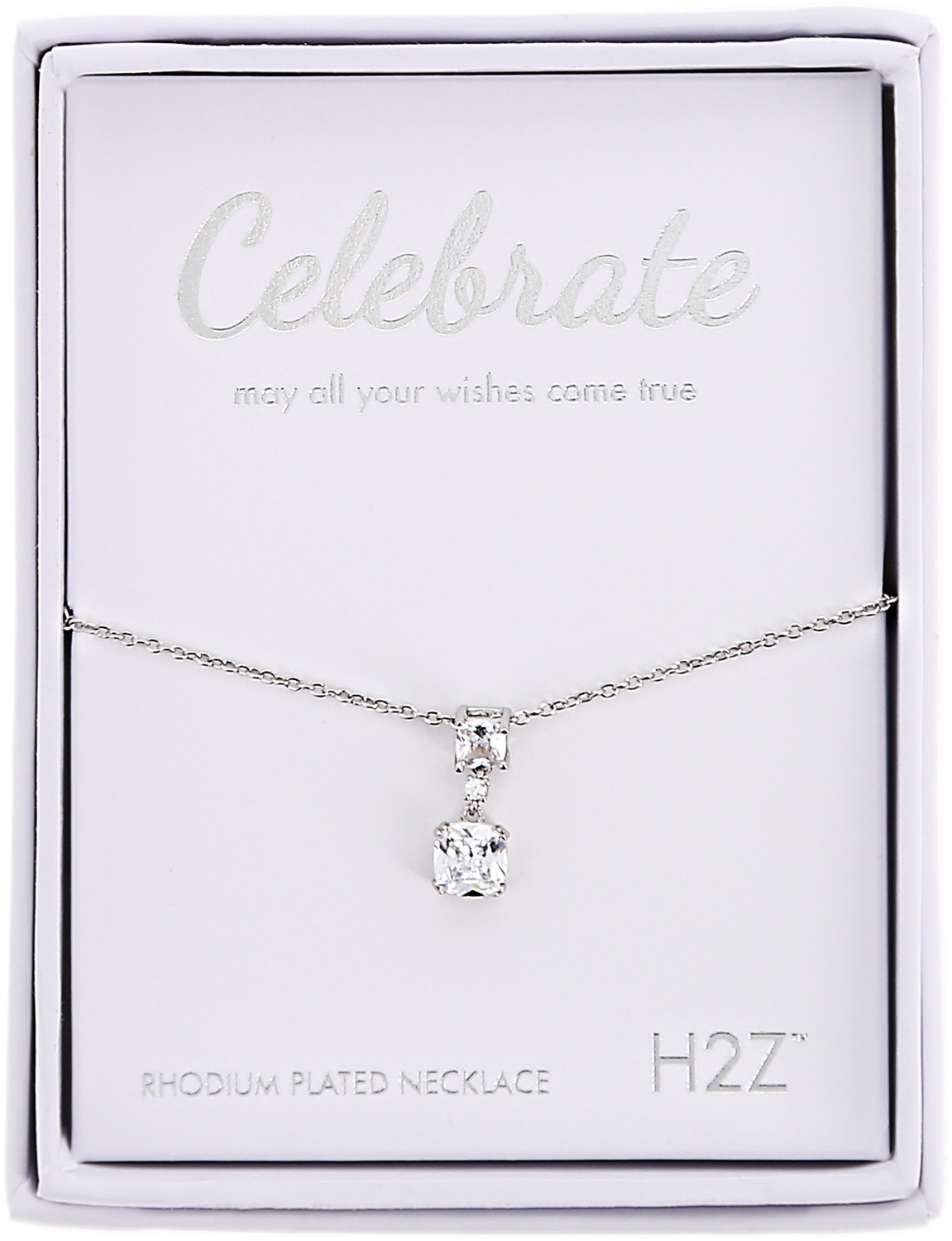 Celebrate Clear Zircon by H2Z - Jewelry - Celebrate Clear Zircon - 16.5"-18.5" Celebration Rhodium Plated Necklace