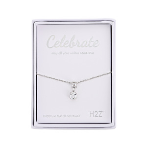 Celebrate Clear Zircon by H2Z - Jewelry - 16.5"-18.5" Celebration Rhodium Plated Necklace
