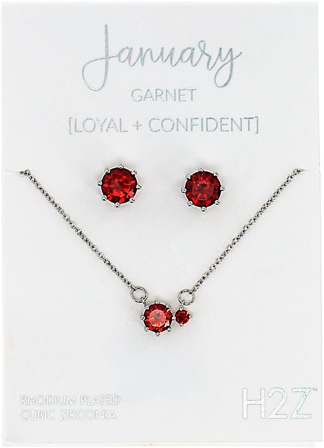 January Garnet by H2Z - Jewelry - January Garnet - 16.5"-18.5" Birthstone Jewelry Gift Set