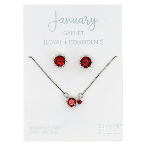 January Garnet by H2Z - Jewelry - 16.5"-18.5" Birthstone Jewelry Gift Set