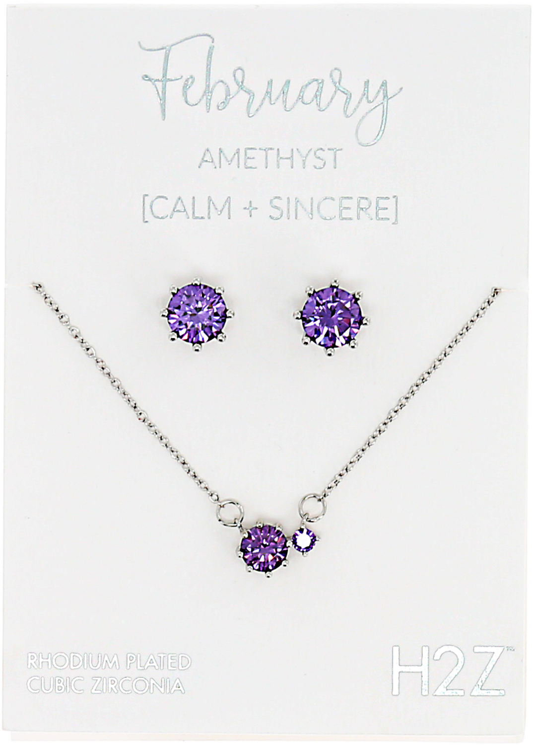 February Amethyst by H2Z - Jewelry - February Amethyst - 16.5"-18.5" Birthstone Jewelry Gift Set