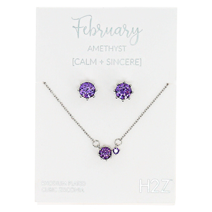 February Amethyst by H2Z - Jewelry - 16.5"-18.5" Birthstone Jewelry Gift Set