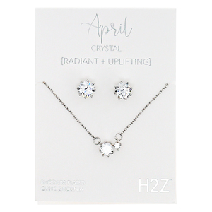 April Crystal by H2Z - Jewelry - 16.5"-18.5" Birthstone Jewelry Gift Set