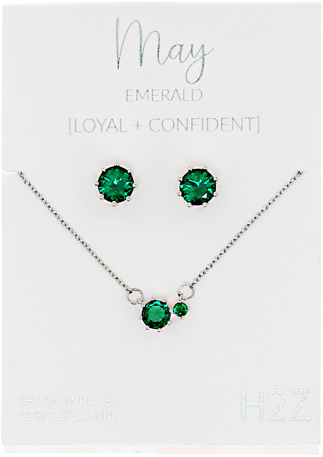 May Emerald by H2Z - Jewelry - May Emerald - 16.5"-18.5" Birthstone Jewelry Gift Set