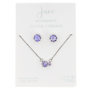 June Alexandrite by H2Z - Jewelry - 16.5"-18.5" Birthstone Jewelry Gift Set