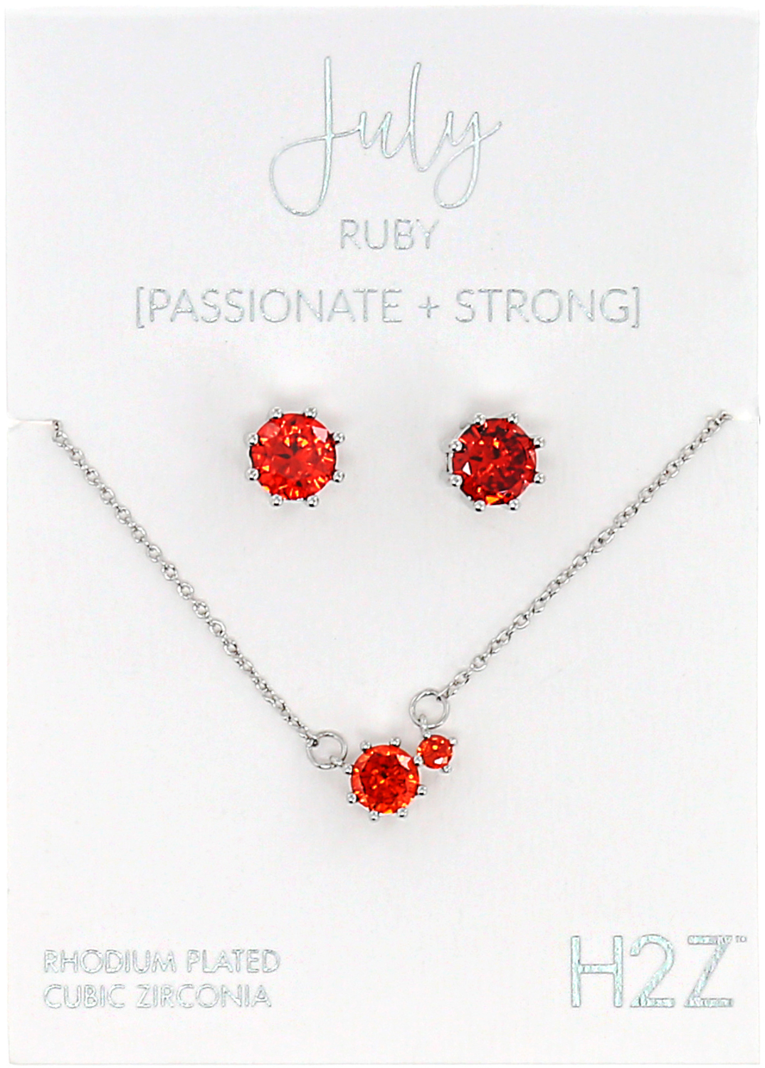 July Ruby by H2Z - Jewelry - July Ruby - 16.5"-18.5" Birthstone Jewelry Gift Set